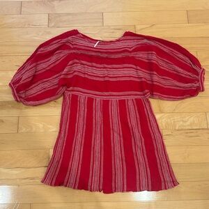 Free people oversized lilly mini dress small red stripe